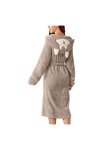Briskorry Robe de chambre pour femme - Long et moelleux - Manteau de sauna avec oreilles - Peignoir à capuche pour fille - Pe