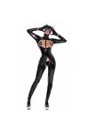 KRIDDR Combinaison Catsuit en Cuir Verni pour Femmes, Look mouillé, Sexy, Poitrine Ouverte, Lingerie, Costume de Spectacle po