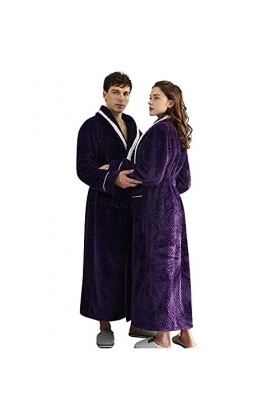 Briskorry Peignoir en tissu éponge pour homme - Long et moelleux - En coton - Chaud - Pour le sauna - En éponge - Avec capuch