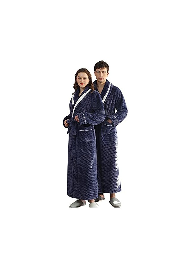 Briskorry Peignoir en tissu éponge pour homme - Long et moelleux - En coton - Chaud - Pour le sauna - En éponge - Avec capuch