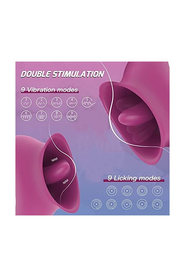 Vîbrátěur de Rose Fleur Langue Suceur Clitoridienne Double Mas-seur aspi-rateur vibromass-EUR Stimul-ateur