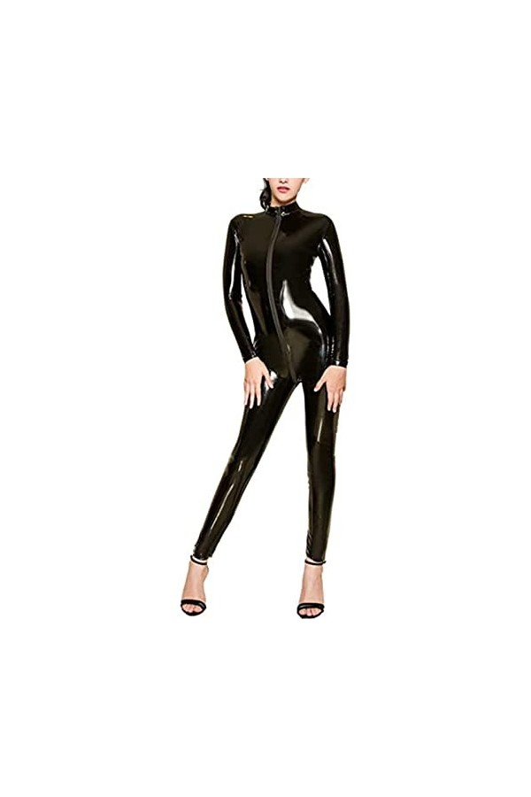 KRIDDR Catsuit Femme Wetlook Lingerie Sexy en Cuir Verni Catsuit discothèque fête Performance Clubwear