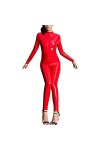 KRIDDR Catsuit Femme Wetlook Lingerie Sexy en Cuir Verni Catsuit discothèque fête Performance Clubwear