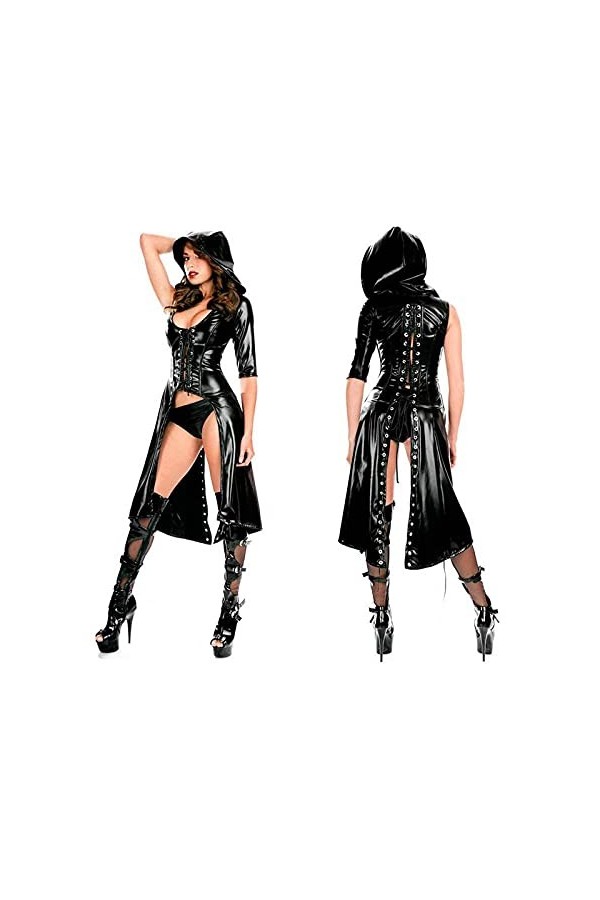 KRIDDR Catsuit Femme Wetlook Sexy en Cuir Verni Catsuit Halloween Cosplay Performance Costume