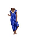 Pyjamas Femme Couleur unie Full Slip Miederkleider V Ausschnitt Satin Nachtwäsche Spitze Dekoration Nachthemd Uniformen Unter