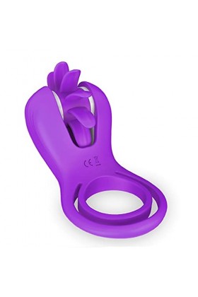 Anneau penien avec anneau testiculaire pour homme avec erection plus durable, double anneau penien rechargeable Cockring Peni