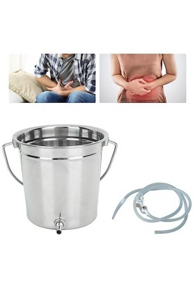 Xcello Kit De Seau De Lavement en Acier Inoxydable, Seau De Nettoyage du Côlon Réutilisable à Domicile, Outils De Santé 1,3 L