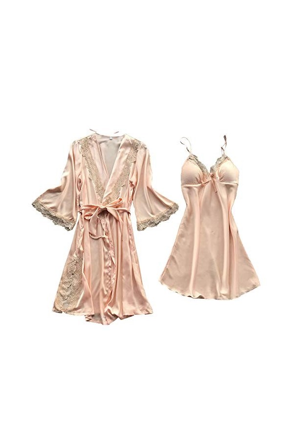 Vêtement de nuit pour femme avec col en V - Lingerie sexy - Bandoulière réglable - Robe de nuit - Chemise de nuit, rouge, S