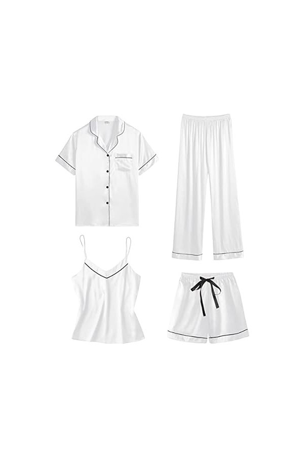 Pyjamas Femme Uni en Coton Sexy Chemise de Nuit Vêtements de Nuit Bandoulière Réglable Robe Respirant Sleepwear Vêtements de 
