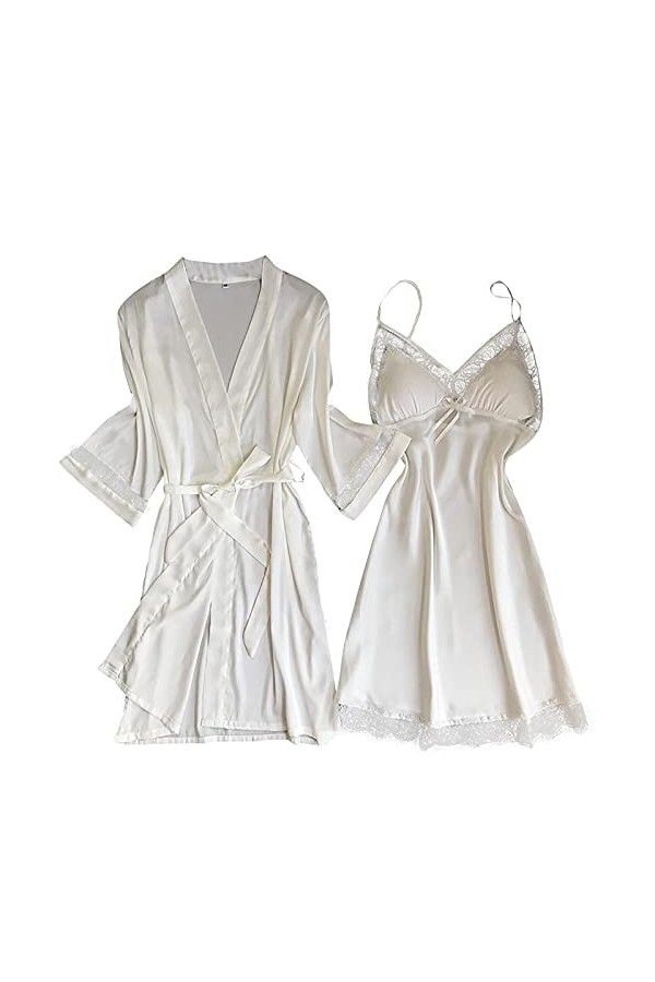 Pyjama pour femme - Col en V - Vêtement de maison - Pyjama - Robe de nuit - Cadeau pour femme, rouge, L