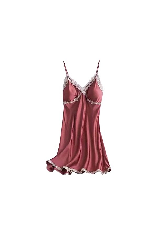 Vêtements de nuit pour femme - Col en V - Vêtement dintérieur - Pyjama - Jupe - Ensemble chemise de nuit pour femme - Bretel