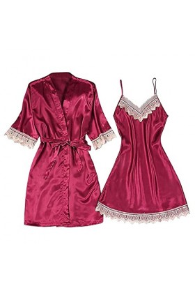 Chemise de nuit pour femme - Lingerie sexy - Col en V - Vêtement de maison - Chemise de nuit - Pour la maison - Tunique à enf