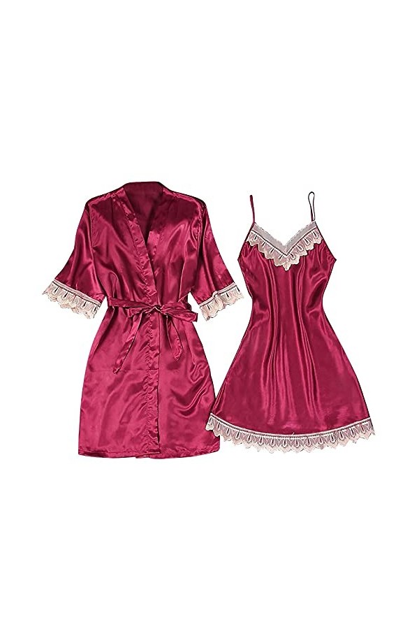 Chemise de nuit pour femme - Lingerie sexy - Col en V - Vêtement de maison - Chemise de nuit - Pour la maison - Tunique à enf