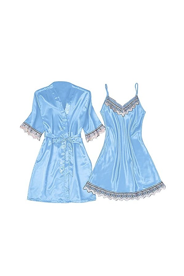 Chemise de nuit pour femme - Lingerie sexy - Col en V - Vêtement de maison - Chemise de nuit - Pour la maison - Tunique à enf