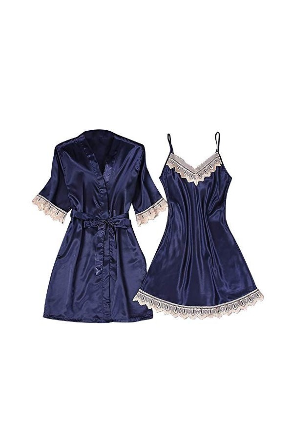Chemise de nuit pour femme - Lingerie sexy - Col en V - Vêtement de maison - Chemise de nuit - Pour la maison - Tunique à enf