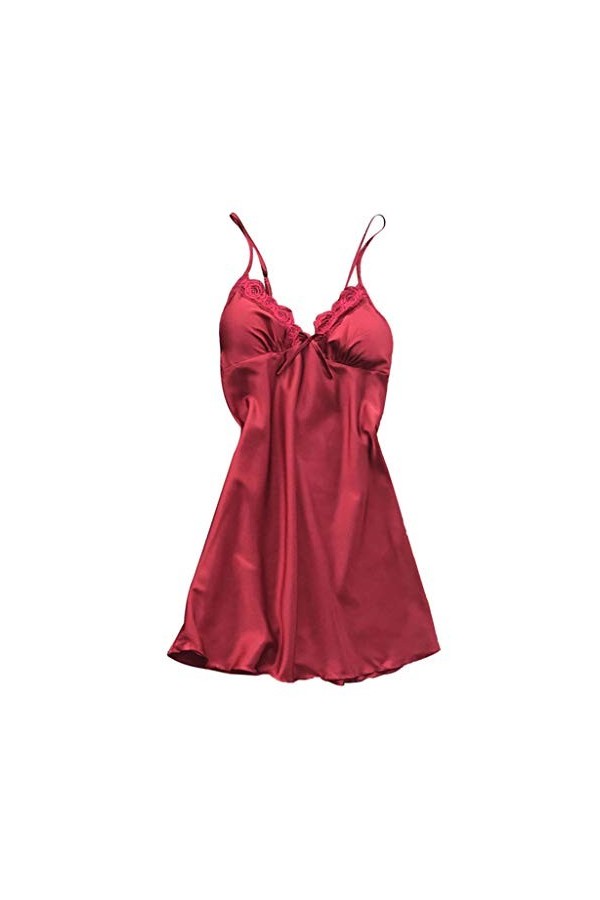 Chemise de nuit pour femme - Col en V - Grandes tailles - Sous-robe spaghetti - Slip intégral - Pour la maison - Vêtements de