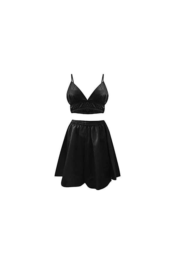 Chemise de nuit pour femme Lingerie Col en V Grandes tailles Chemise de nuit sexy pleine de slips Robe de nuit Maison Décontr