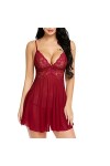 Ensemble de pyjama pour femme - Slip intégral - Col en V - Satin - Vêtement de nuit - Robe transparente - Lingerie sexy - Ten