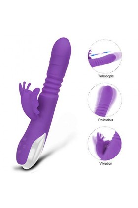 Gode Vibro-Masseur Va Et Vient Gros Gő?Vîbr?n?e Telecommande Mǎssēur Silēncieux,Ricǎrica USB,USB Rechargeable