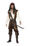 Smiffys Costume pirate de haute mer, marron, avec haut, pantalon short, baudrier, ceinture - Taille L 