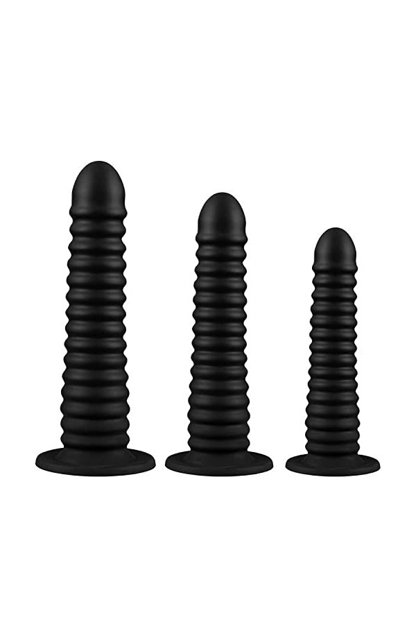 Grand jouet de massage en silicone liquide à fil circulaire en or et noir en 3 tailles,Noir,L
