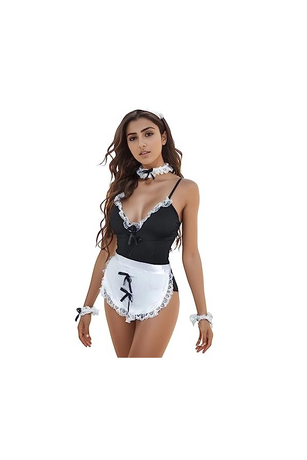 LKRSEEF Pute Lingerie Adulte Coquin Maid Chambre Robe Jeu Sexy Hot Hard Dress Ecoliere Soubrette Outfit Halloween Noël Tablie