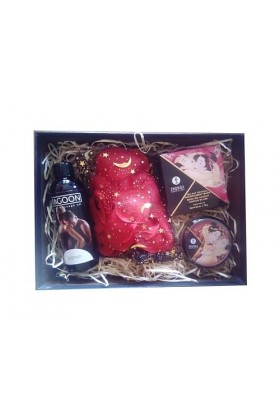 Coffret Bougie de Massage et Sels de Bain Shunga, Huile de Massage, Pétales de Roses
