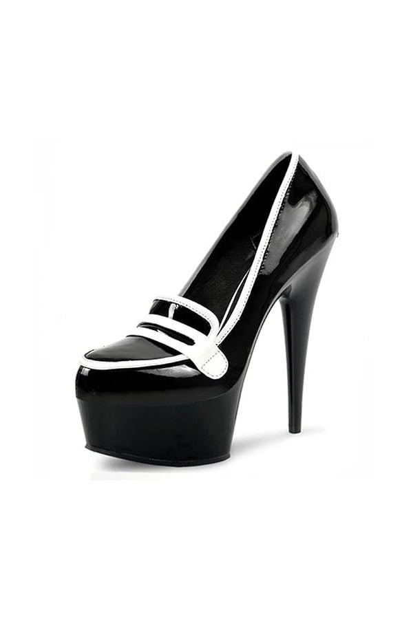 PROMI Talon Aiguille Talons Hauts Chaussures pour Femmes À Talon Fin Et À Tête Ronde De 15 Cm-Black||44