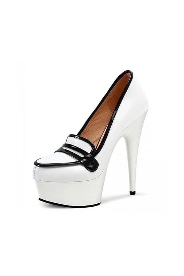 PROMI Talon Aiguille Talons Hauts Chaussures pour Femmes À Talon Fin Et À Tête Ronde De 15 Cm-Black||44