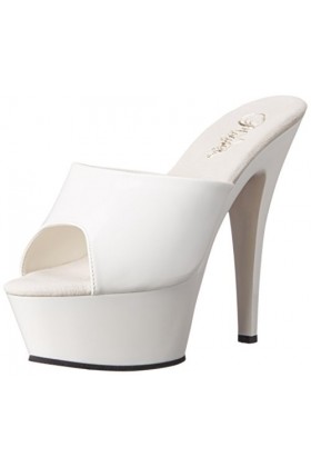 Pleaser KISS-201 Sandales pour Femme, Noir Mat en Cuir synthétique., 42 EU