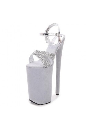 EXECAB Talons hauts 26CM, Sandales imperméables à plateforme ouverte, Party Wedding Pole Dance Shoes, Buckle Strap High Heel 