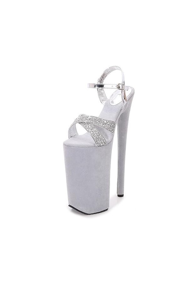 EXECAB Talons hauts 26CM, Sandales imperméables à plateforme ouverte, Party Wedding Pole Dance Shoes, Buckle Strap High Heel 