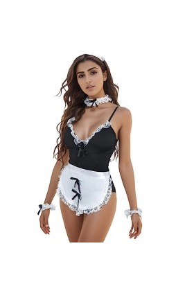 LKRSEEF Ecoliere Dress Adulte Érotique Sailor Jeu Tablier Mini Soubrette Sexy Deguisement Babydoll Coquin Ensemble Chambre Ou