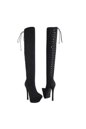 WOkismD 15CM / 5.9IN Femmes Semelle Épaisse Sexy Nightclub Ultra High Heel Plate-forme étanche Stiletto Heel Bout pointu Stre