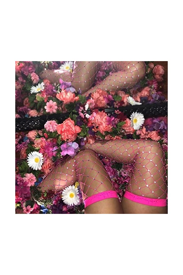 OQHAIR Bas sexy Collants sexy pour femmes avec strass en cristal - Bas en nylon brillant - Bas sexy noir taille unique rou