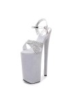 EXECAB Talons hauts 26CM, Sandales imperméables à plateforme ouverte, Party Wedding Pole Dance Shoes, Buckle Strap High Heel 