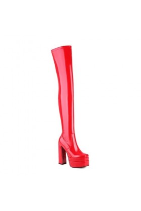 WOkismD 14 CM/5.51IN Sexy Nightclub Sur-Le-Genou Bottes Haute-Heeled Imperméable Plate-Forme Haute-Top Cuissardes Épais-Heele