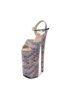 EXECAB Talons aiguilles 26CM, Sandales ouvertes à boucle bouche de poisson, Chaussures de danse de soirée pour mariage, Chaus