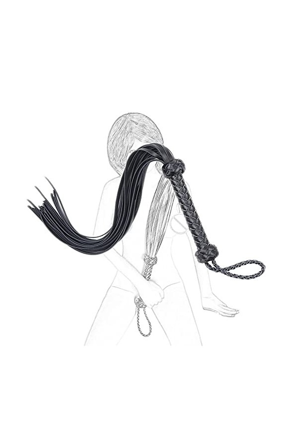 Nouveau type tressé gland en cuir fouet doux fouet jeu fouet