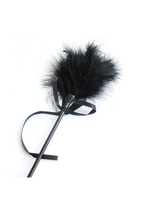 Noir Fouet Plume Tickler Stimulant Fouet en Cuir