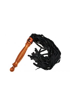 Fouet en cuir véritable fait à la main avec manche en bois