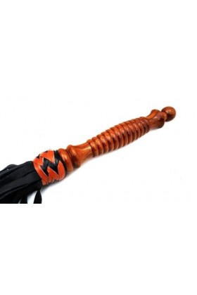 Fouet en cuir véritable fait à la main avec manche en bois