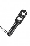 Studded Hollow Heart Hand Clap Slut Spanking Paddle, Faux Leather Paddles for Adults B-D-S-M Play, Black