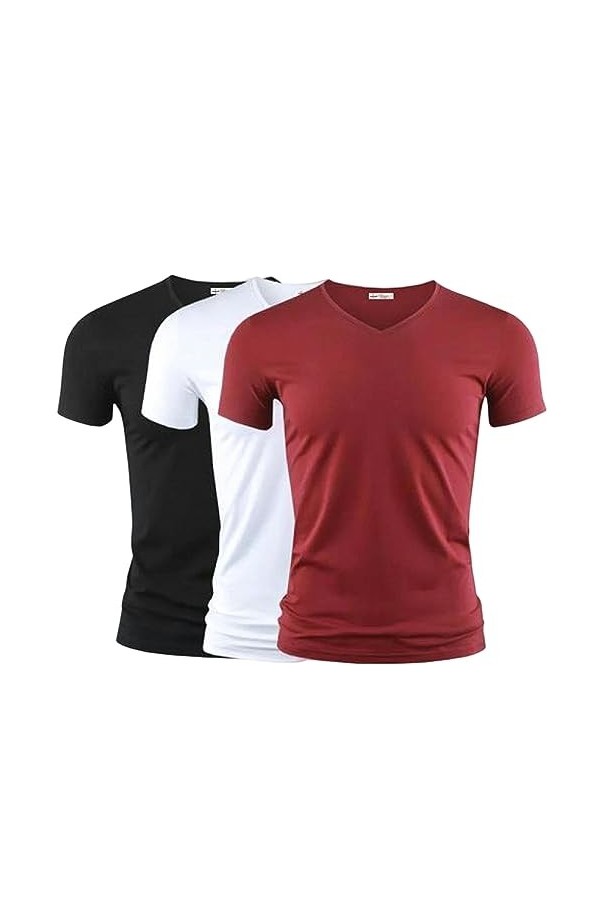 NOGRAX T-Shirt Homme Mens T-Shirt V Collier À Manches Courtes T-Shirt T-Shirt T-Shirt Noir T-Shirts Fitness pour Vêtements Ma