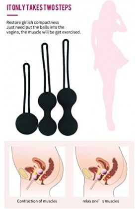 Coffret 3Boules de Geisha pour laRééducation du Périnée -F006 Noir 