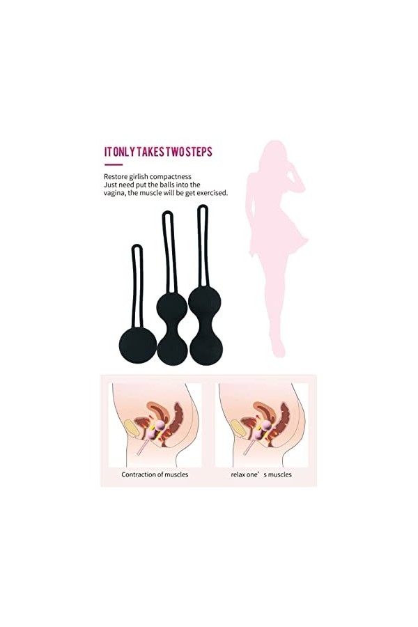 Coffret 3Boules de Geisha pour laRééducation du Périnée -F006 Noir 