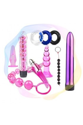 Ensemble de 10 pièces de silicone amusant Ṣēx ṭoys Plúg Ànâlé Ànus Plug Pelvic Exercise Equipment Pink 