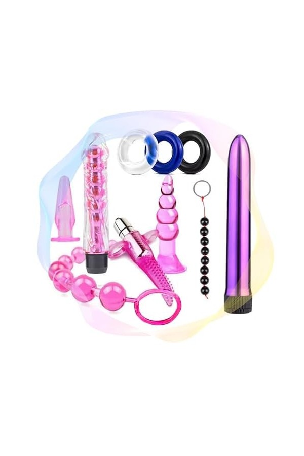 Ensemble de 10 pièces de silicone amusant Ṣēx ṭoys Plúg Ànâlé Ànus Plug Pelvic Exercise Equipment Pink 