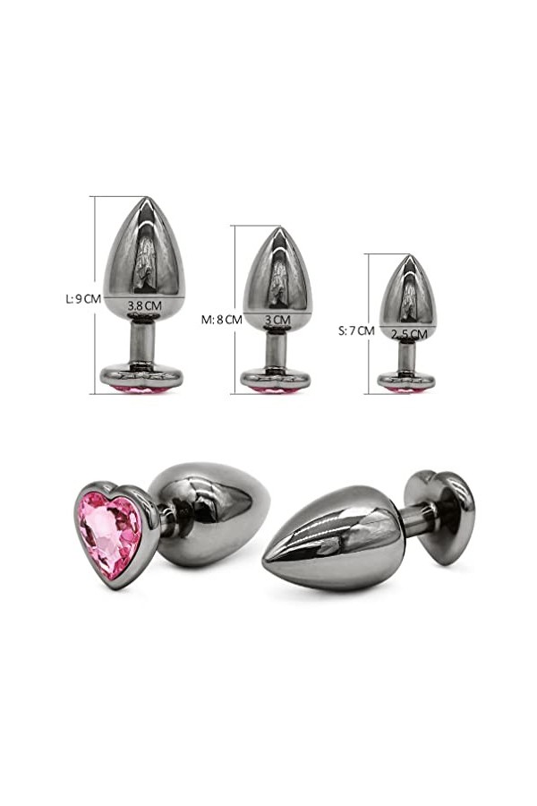 Ànâl Dilâtateurs Plug de taille différente Diamond Jewel Toys Kit de formateur en acier inoxydable Plug en forme de coeur Sti