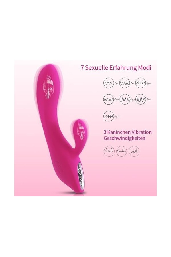 Vibrateurs pour Votre Clitoris et Point G avec Fonction de Poussée - avec 7 Modes de Vibration Puissants，Vibromasseur Puissan